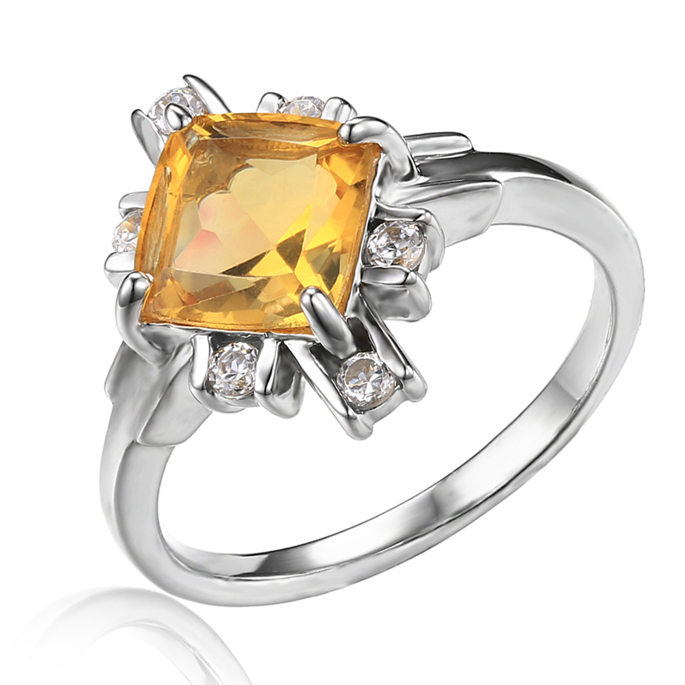 Picture of Majesty Diamonds MDS170183 2.4 CTW Princess Yellow Citrine Star Cocktail Ring in .925 Sterling Silver - Size 6
