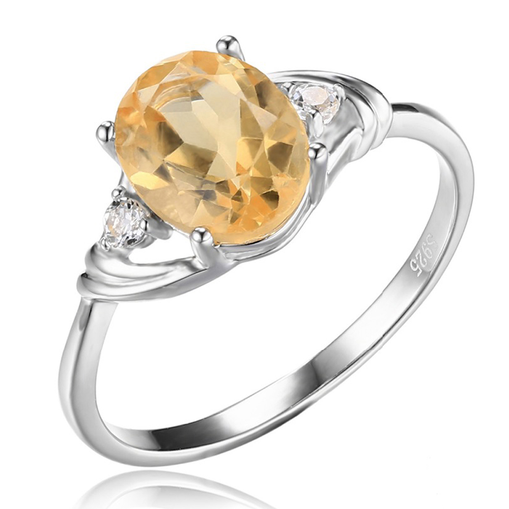 Picture of Majesty Diamonds MDS170185 1.8 CTW Oval Yellow Citrine Cocktail Ring in .925 Sterling Silver - Size 6