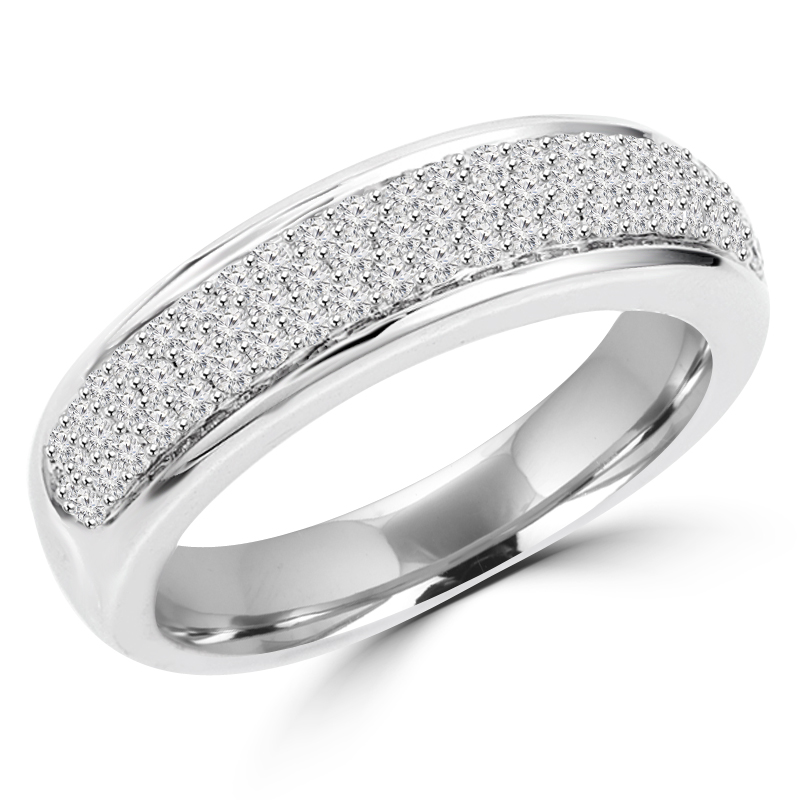 Picture of Majesty Diamonds MDR170045 0.5 CTW Round Diamond Semi-Eternity Pave Solitaire with Accents Wedding Band in 14K