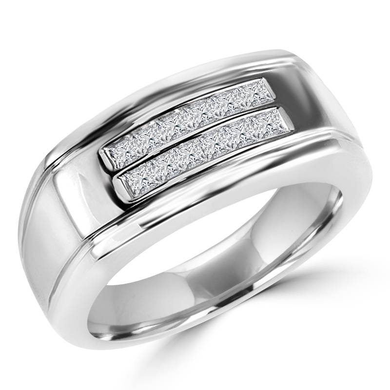 Picture of Majesty Diamonds MDR140106 0.5 CTW Mens Princess Cut Diamond Wedding Band Ring in 14K