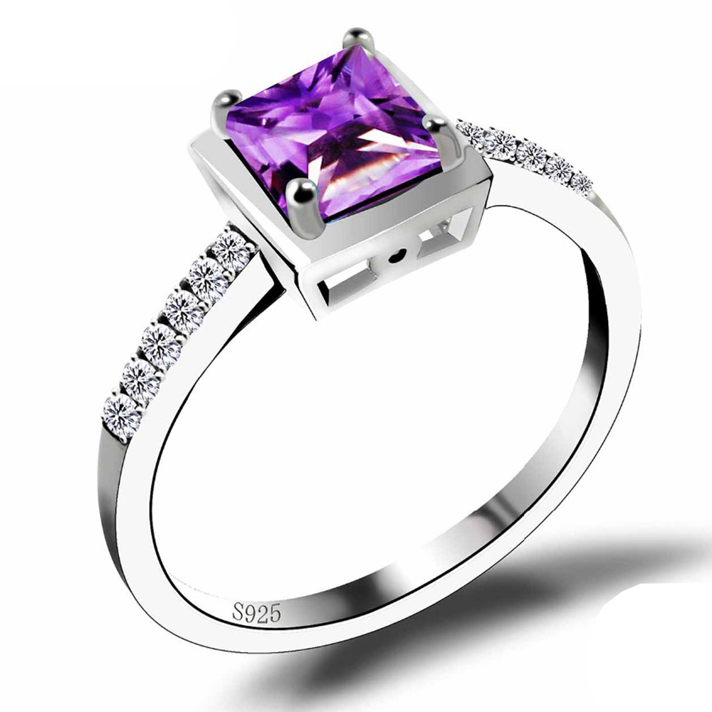 Picture of Majesty Diamonds MDS170154 0.5 CTW Round Purple Amethyst Cocktail Ring in .925 Sterling Silver - Size 6