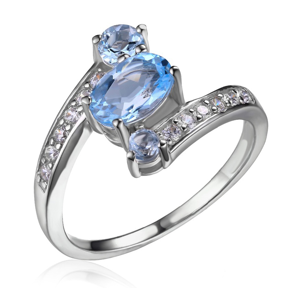 Picture of Majesty Diamonds MDS170155 1.16 CTW Oval Blue Topaz Cocktail Ring in .925 Sterling Silver - Size 6