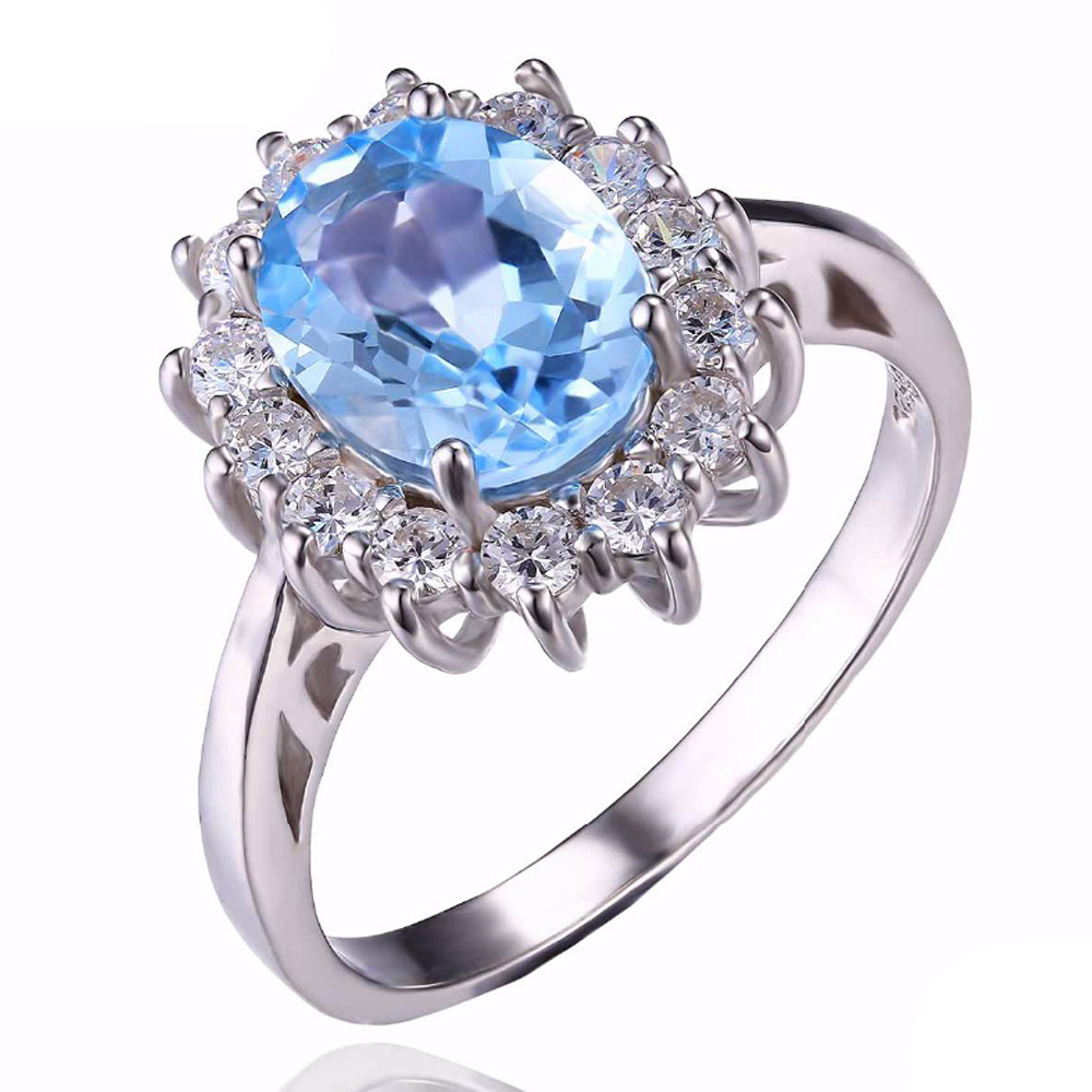 Picture of Majesty Diamonds MDS170168 2.9 CTW Oval Blue Topaz Cocktail Ring in .925 Sterling Silver - Size 7