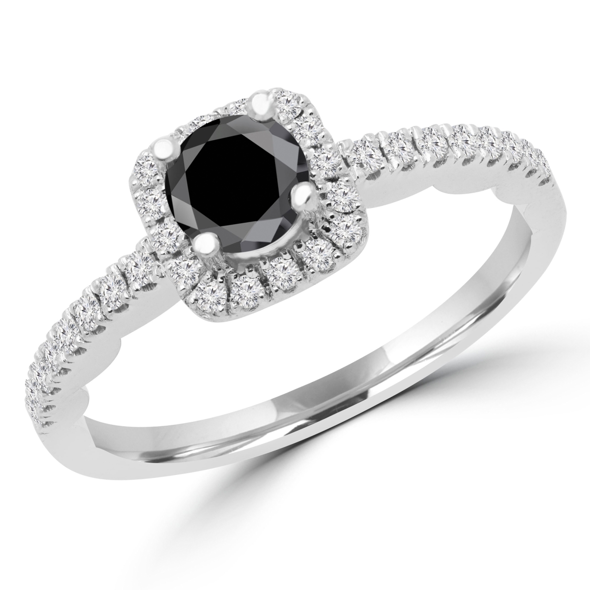 Picture of Majesty Diamonds MD170109 0.66 CTW Round BlacK Diamond Halo Engagement Ring in 14K