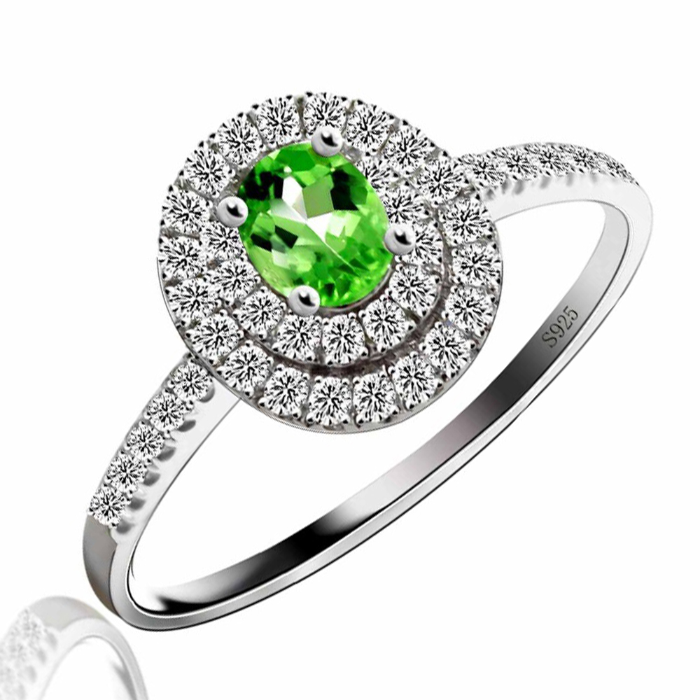 Picture of Majesty Diamonds MDS170149 0.37 CTW Oval Green Tourmaline Cocktail Ring in .925 Sterling Silver - Size 5