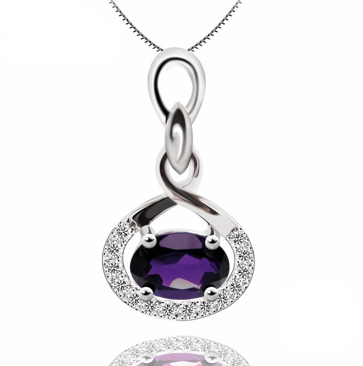 Picture of Majesty Diamonds MDS170151 0.66 CTW Oval Purple Amethyst Infinity Pendant Necklace in .925 Sterling Silver