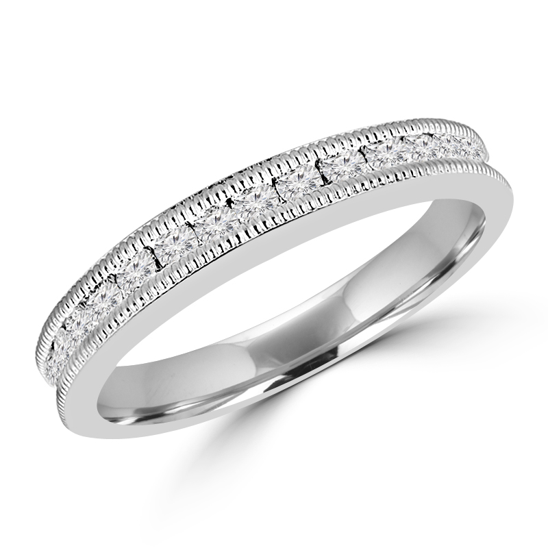 Picture of Majesty Diamonds MDR170035 0.37 CTW Round Diamond Solitaire with Accents Wedding Band in 14K