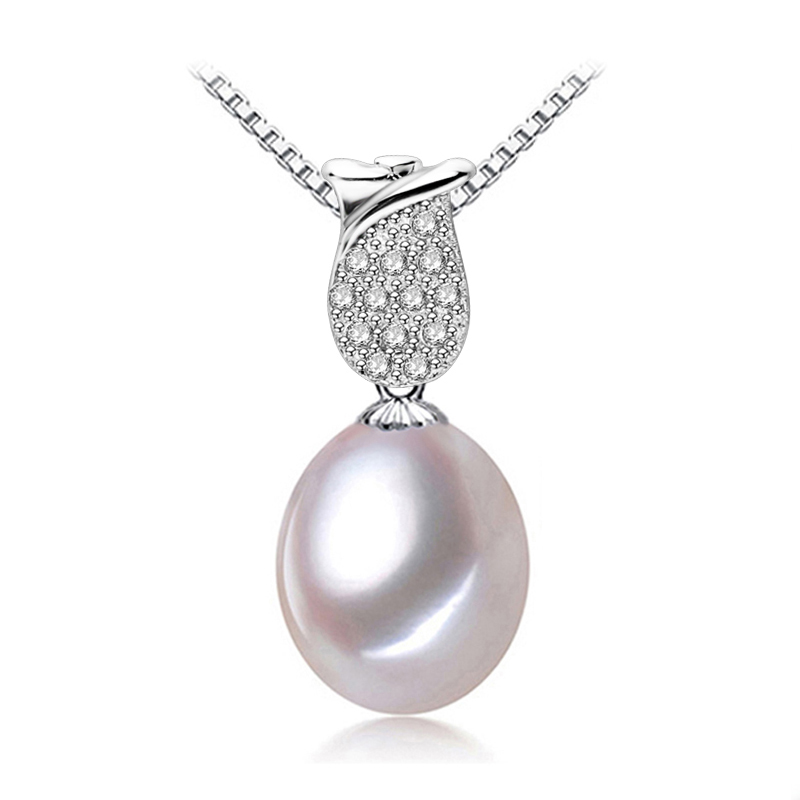 Picture of Majesty Diamonds MDS170054 Freshwater Pearls Solitaire with Accents Pendant Necklace in .925 Sterling Silver