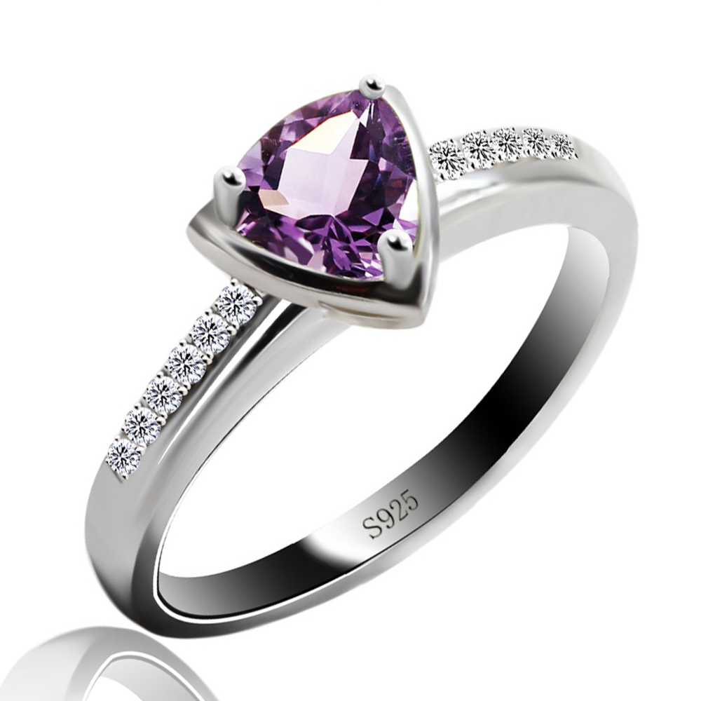 Picture of Majesty Diamonds MDS170133 0.4 CTW Trillion Purple Amethyst Cocktail Ring in .925 Sterling Silver - Size 5