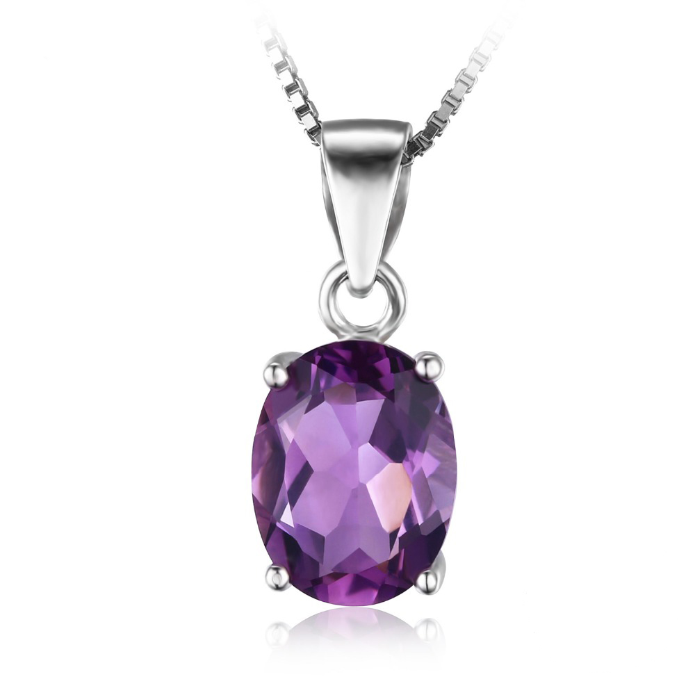 Picture of Majesty Diamonds MDS170115 1.75 CT Oval Purple Amethyst Solitaire Pendant Necklace in .925 Sterling Silver