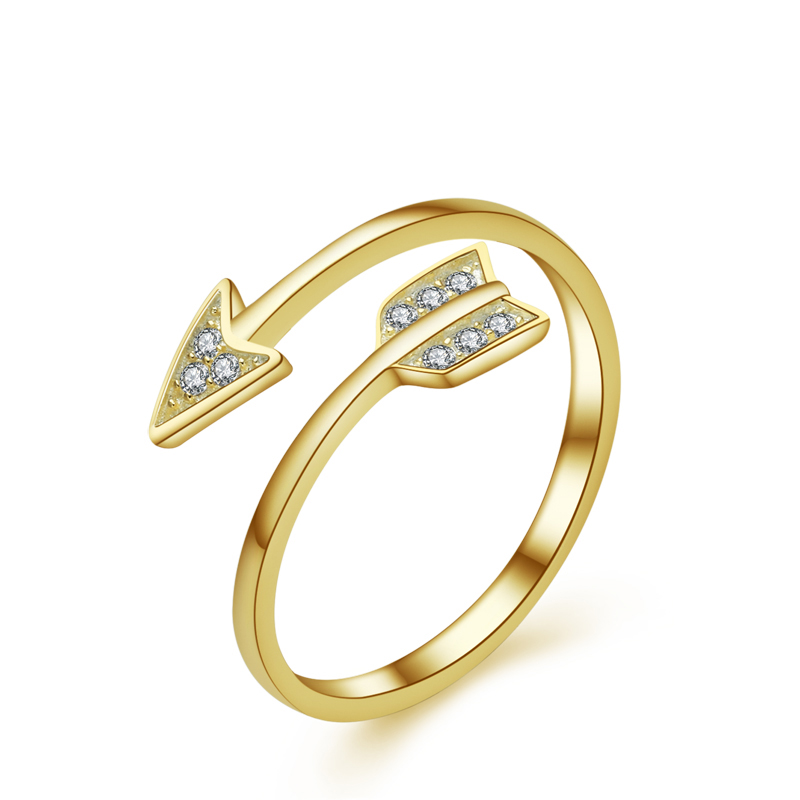 Picture of Majesty Diamonds MDS170411 White Zircon Yellow Arrow Cocktail Ring in .925 Sterling Silver - Size Adjustable