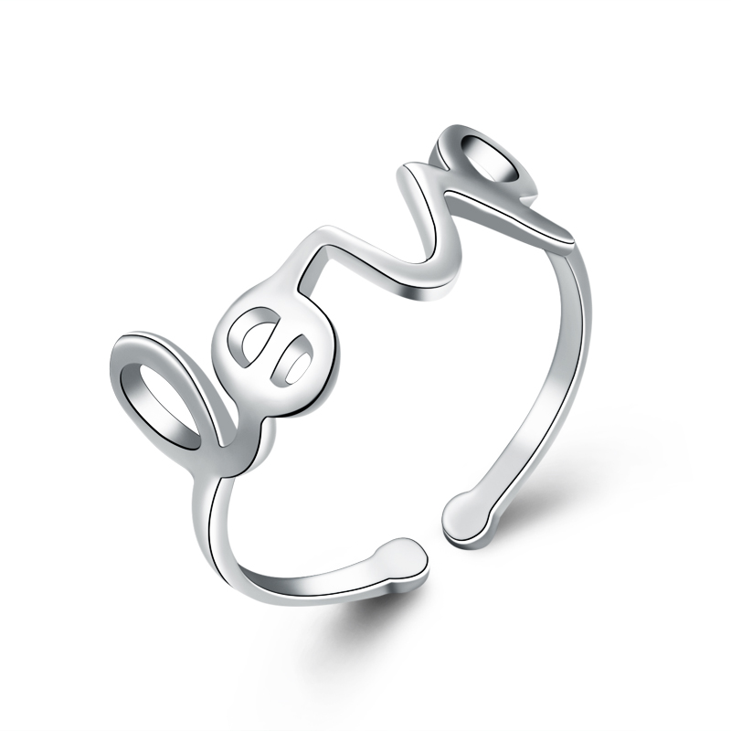 Picture of Majesty Diamonds MDS170414 Love Cocktail Ring in .925 Sterling Silver - Size Adjustable