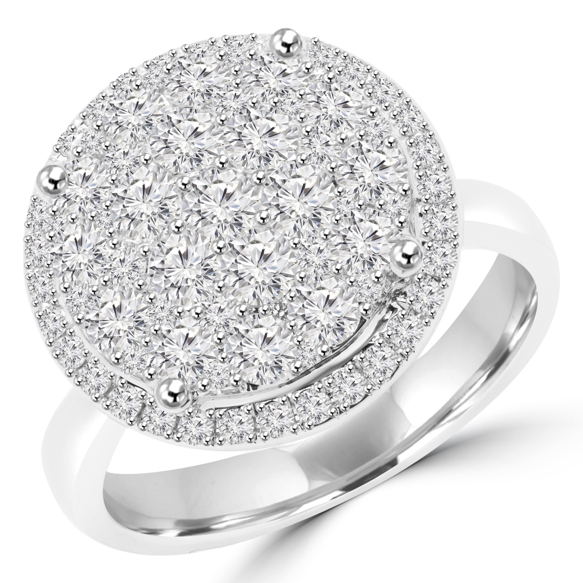 1.5 CTW Pave Set Diamond Cluster Fashion Engagement Ring in 18K