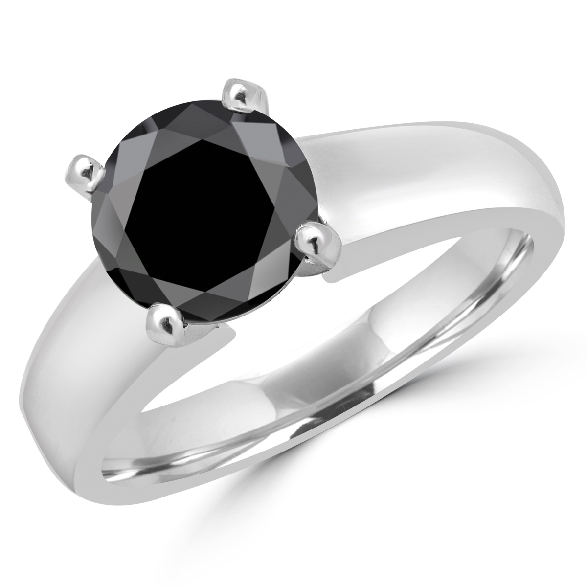 1.66 CT Classic Solitaire 4-Prong Round BlacK Diamond Engagement Ring in 14K