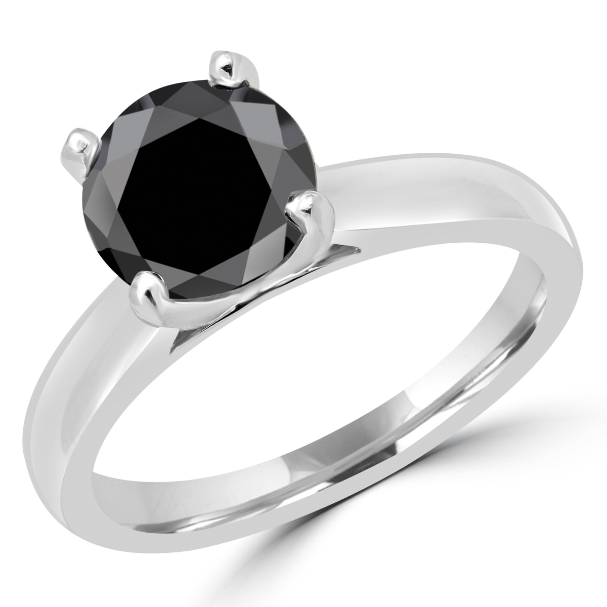 1.9 CT Classic Solitaire 4-Prong Round BlacK Diamond Engagement Ring in 14K