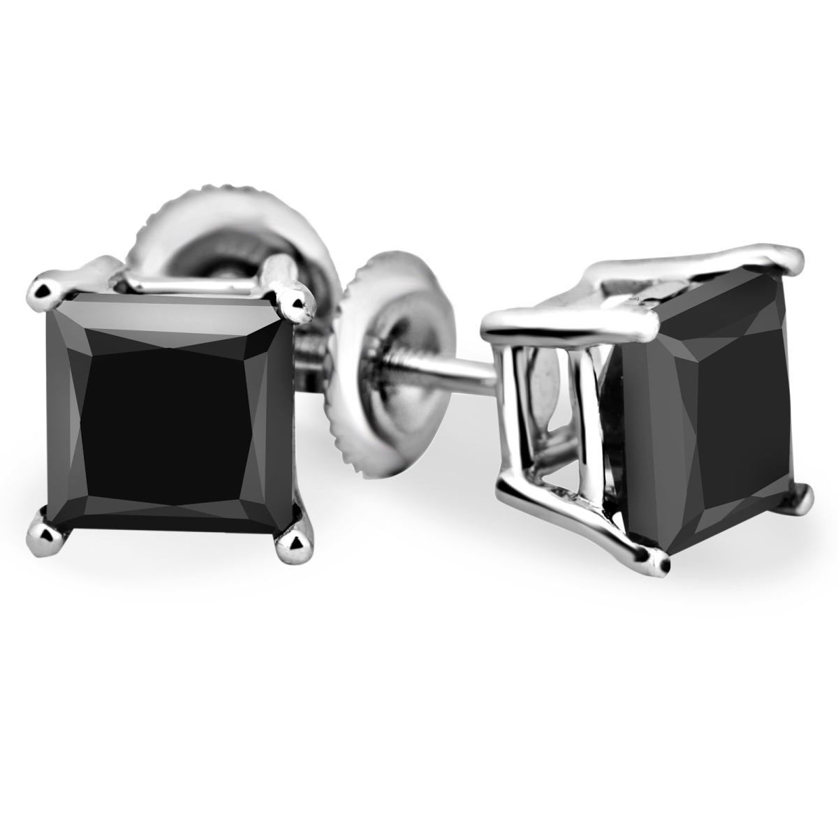 Majesty Diamonds MD160447 0.4 CTW Princess Cut BlacK Solitaire Diamond Stud Earrings in 14K