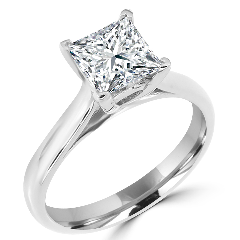 Picture of Majesty Diamonds MD170233 0.4 CT Princess Diamond Solitaire Engagement Ring in 14K