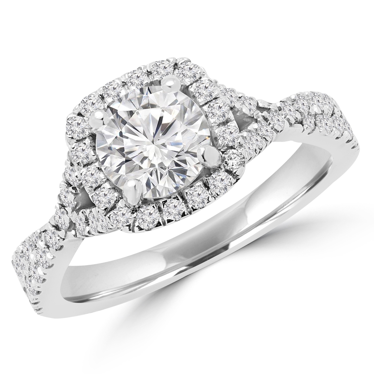 Picture of Majesty Diamonds MD170303 1.6 CTW Round Diamond Split ShanK Halo Engagement Ring in 14K