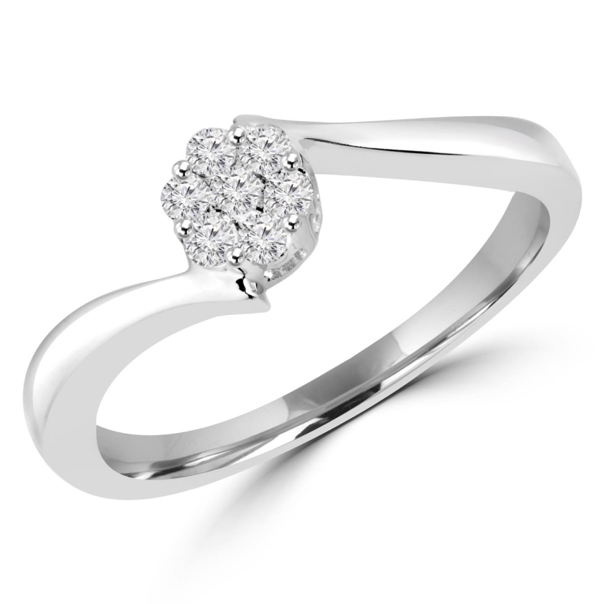 Picture of Majesty Diamonds MDR130037 0.125 CTW Diamond Bypass Flower Cluster Promise Ring in 14K