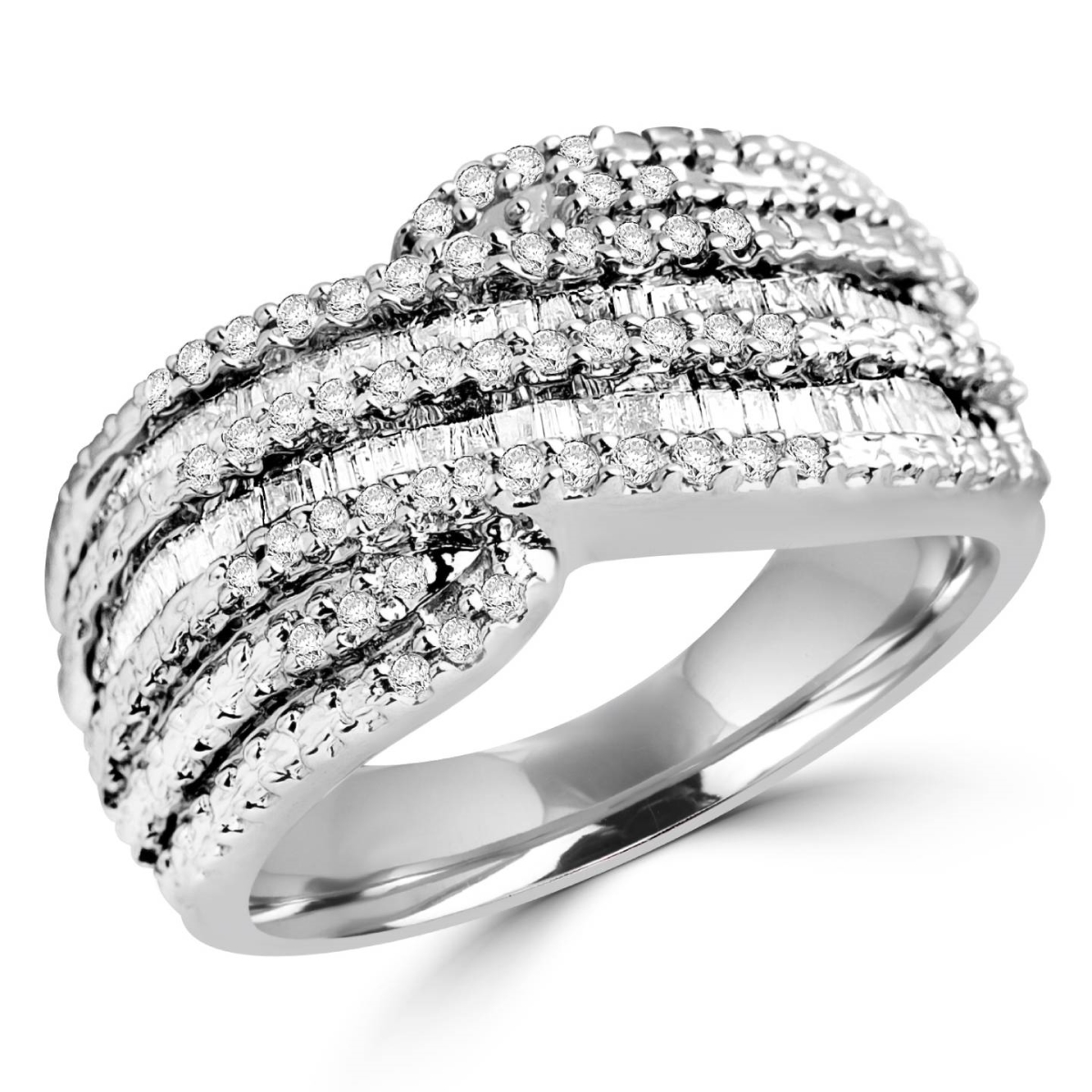 Picture of Majesty Diamonds MDR130046 0.5 CTW Round and Baguette Cut Diamond Fashion Cocktail Ring in 14K