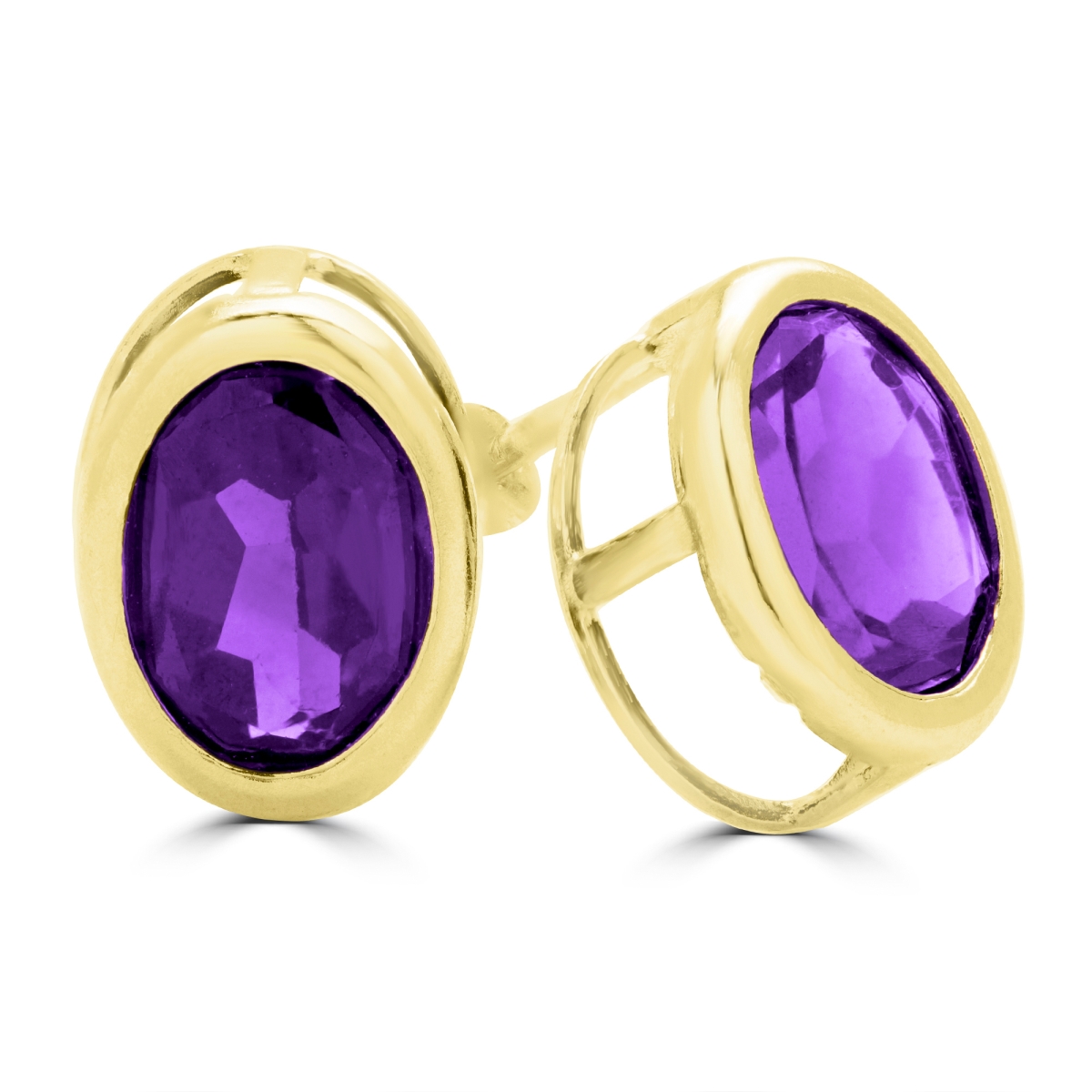 1.6 CTW Oval Purple Amethyst Stud Earrings in 14K