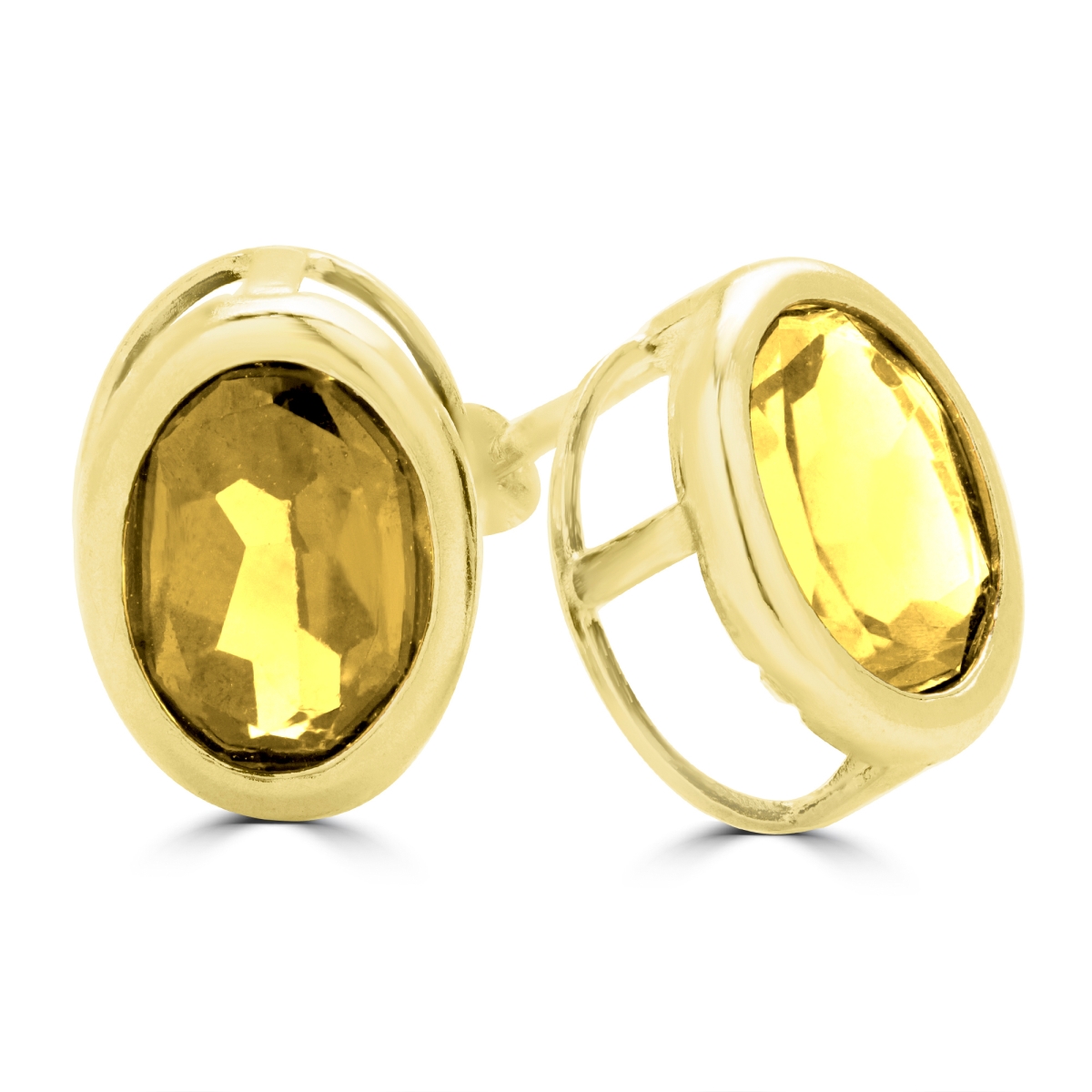 1.6 CTW Oval Yellow Citrine Stud Earrings in 14K