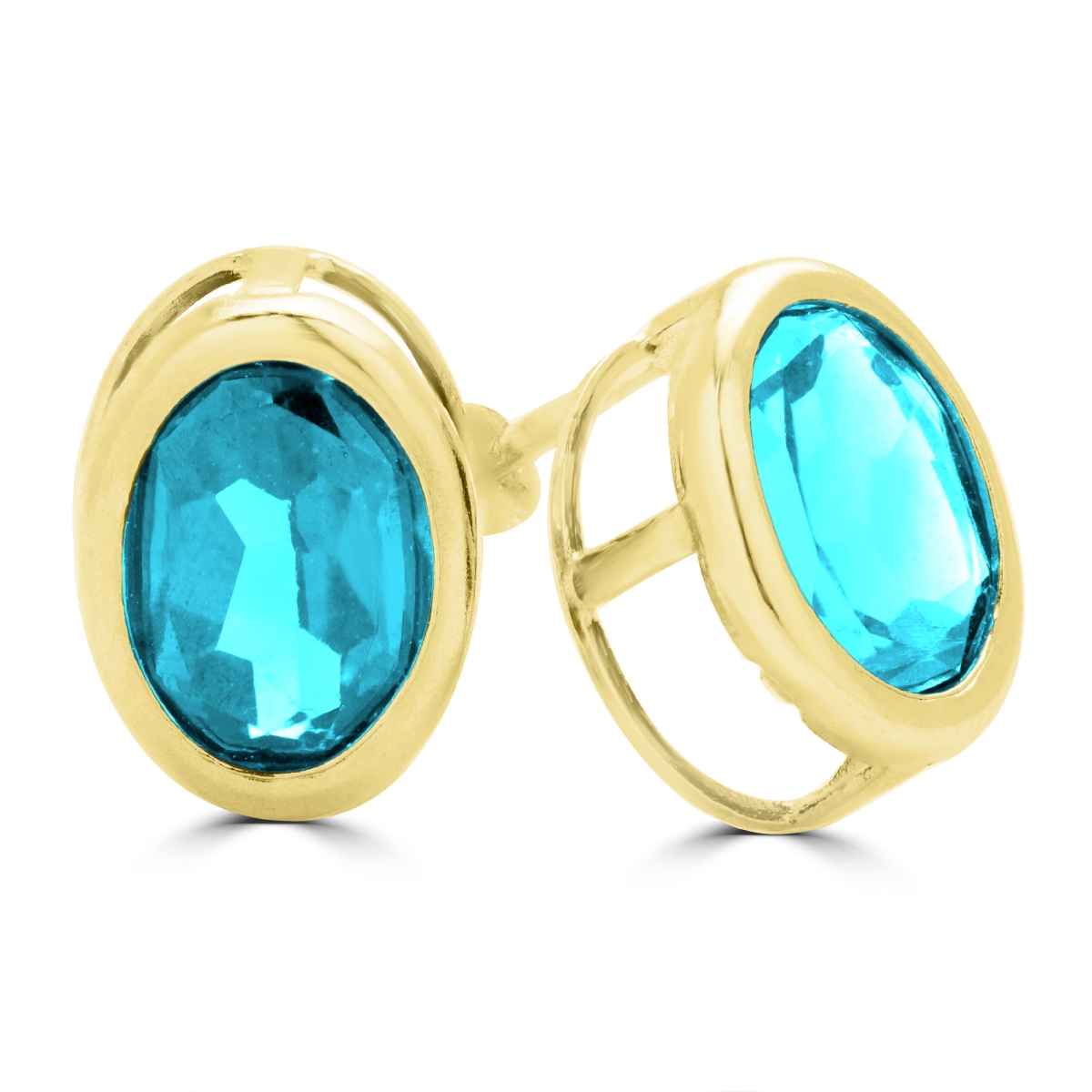 1.87 CTW Oval Blue Topaz Stud Earrings in 14K