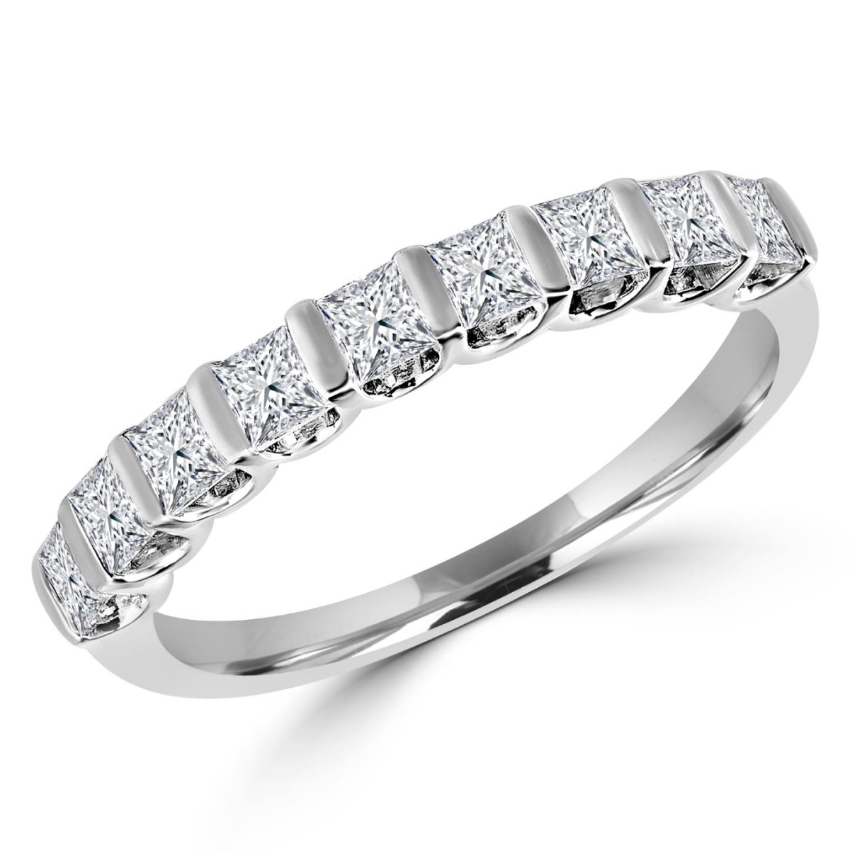 1.1 CTW Princess Diamond Bar Set Cocktail Ring in 14K