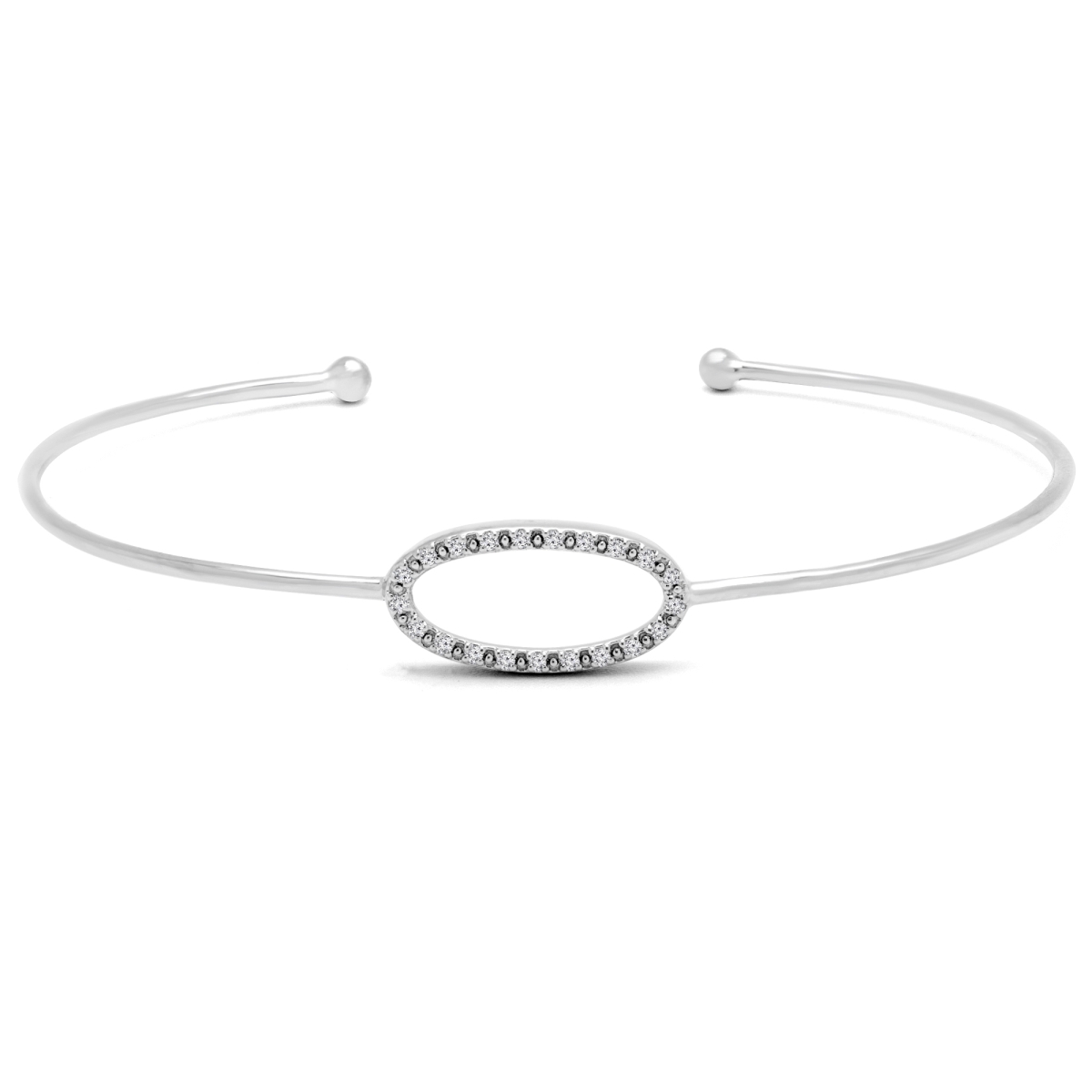 0.125 CTW Round Diamond Bangle Bracelet in 14K - White