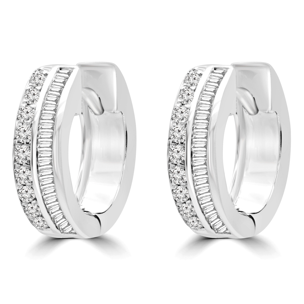 Majesty Diamonds MDR170133 0.4 CTW Round Diamond Huggie Earrings in 14K
