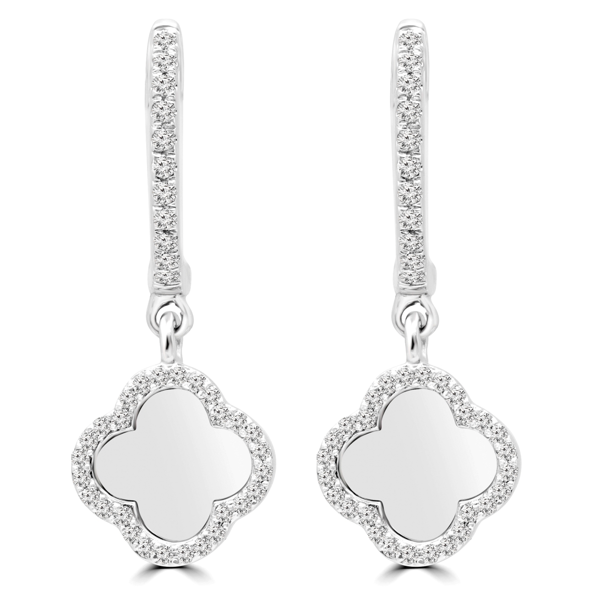 0.25 CTW Round Diamond Drop Dangle Earrings in 14K - White