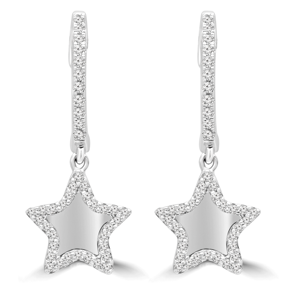 MDR170140 0.5 CTW Round Diamond Drop Dangle Earrings in 14K