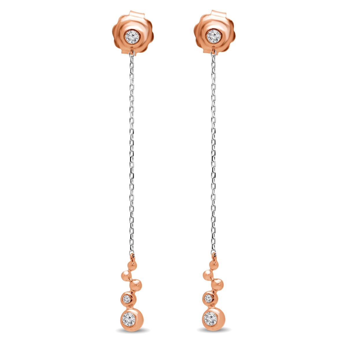 0.25 CTW Round Diamond Drop Dangle Earrings in 14K