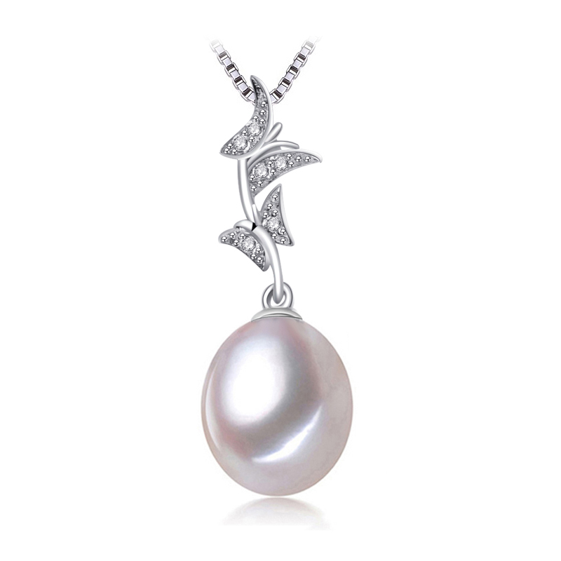Picture of Majesty Diamonds MDS170011 Freshwater Pearls Solitaire with Accents Pendant Necklace in .925 Sterling Silver