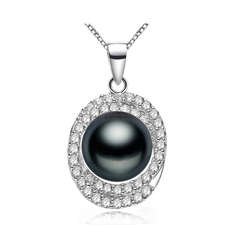 Picture of Majesty Diamonds MDS170026 Freshwater Pearls Halo Solitaire with Accents Pendant Necklace in .925 Sterling Silver
