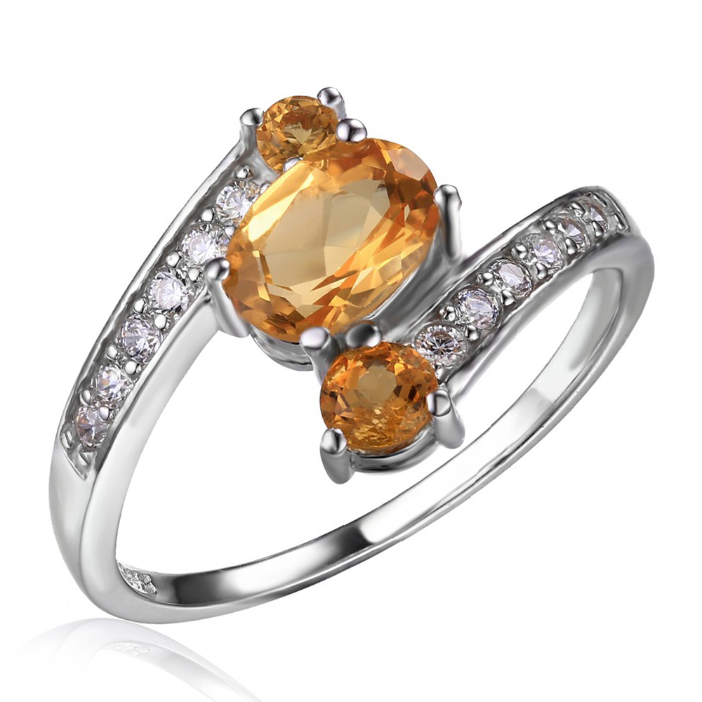Picture of Majesty Diamonds MDS170236 0.9 CTW Oval Yellow Citrine Cocktail Ring in .925 Sterling Silver - Size 7