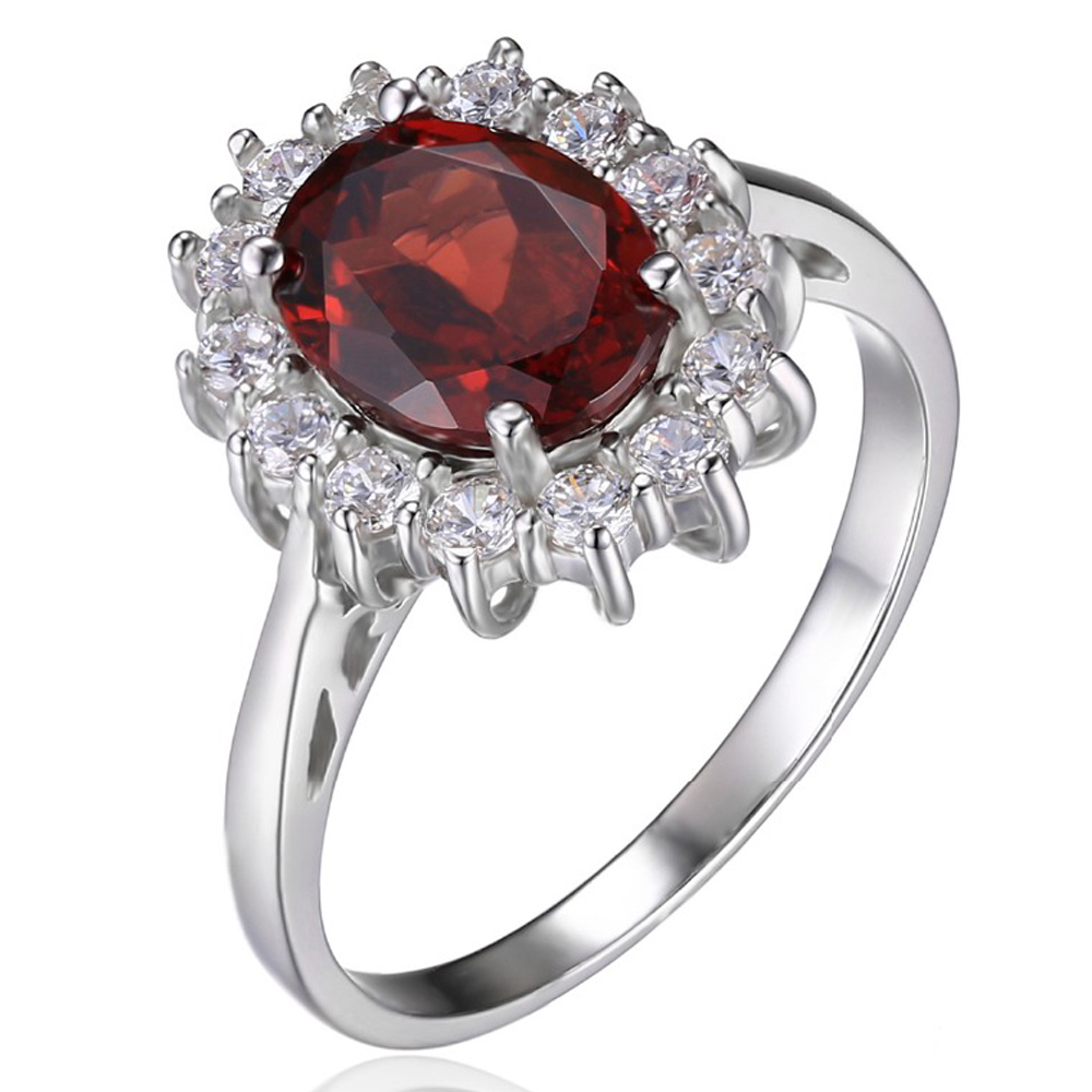 Picture of Majesty Diamonds MDS170242 3.4 CTW Oval Red Garnet Cocktail Ring in .925 Sterling Silver - Size 7