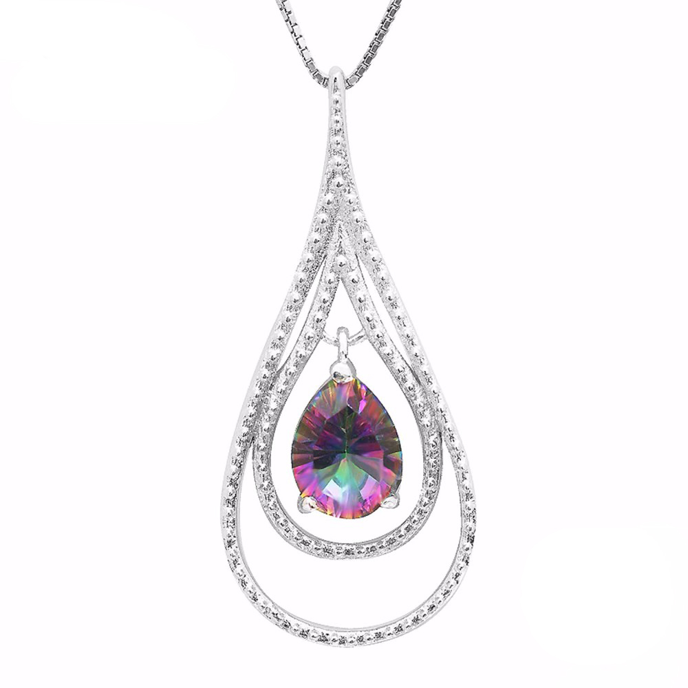 Picture of Majesty Diamonds MDS170252 Mystic Topaz Fancy Pendant Necklace in .925 Sterling Silver