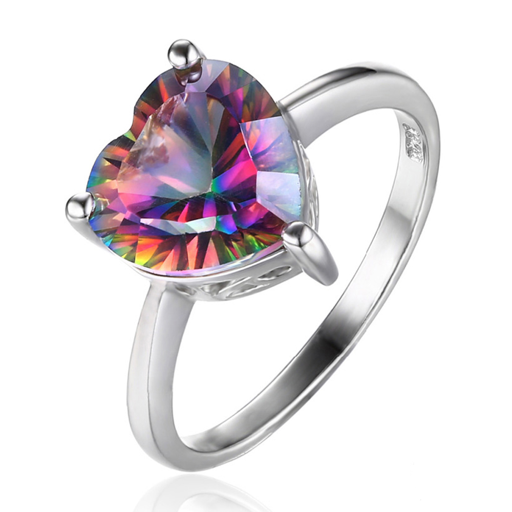 Picture of Majesty Diamonds MDS170261 3.16 CT Heart Mystic Topaz Cocktail Ring in .925 Sterling Silver - Size 6