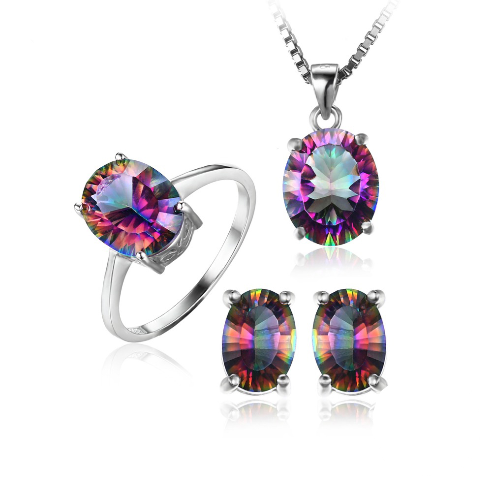 Picture of Majesty Diamonds MDS170271 12.8 CTW Oval Mystic Topaz Pendant Set in .925 Sterling Silver - Size 7