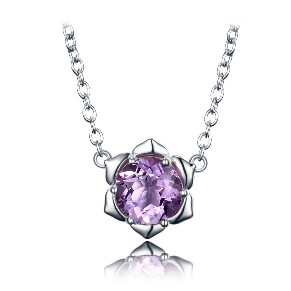 Picture of Majesty Diamonds MDS170285 1.66 CT Round Purple Amethyst Fancy Pendant Necklace in .925 Sterling Silver