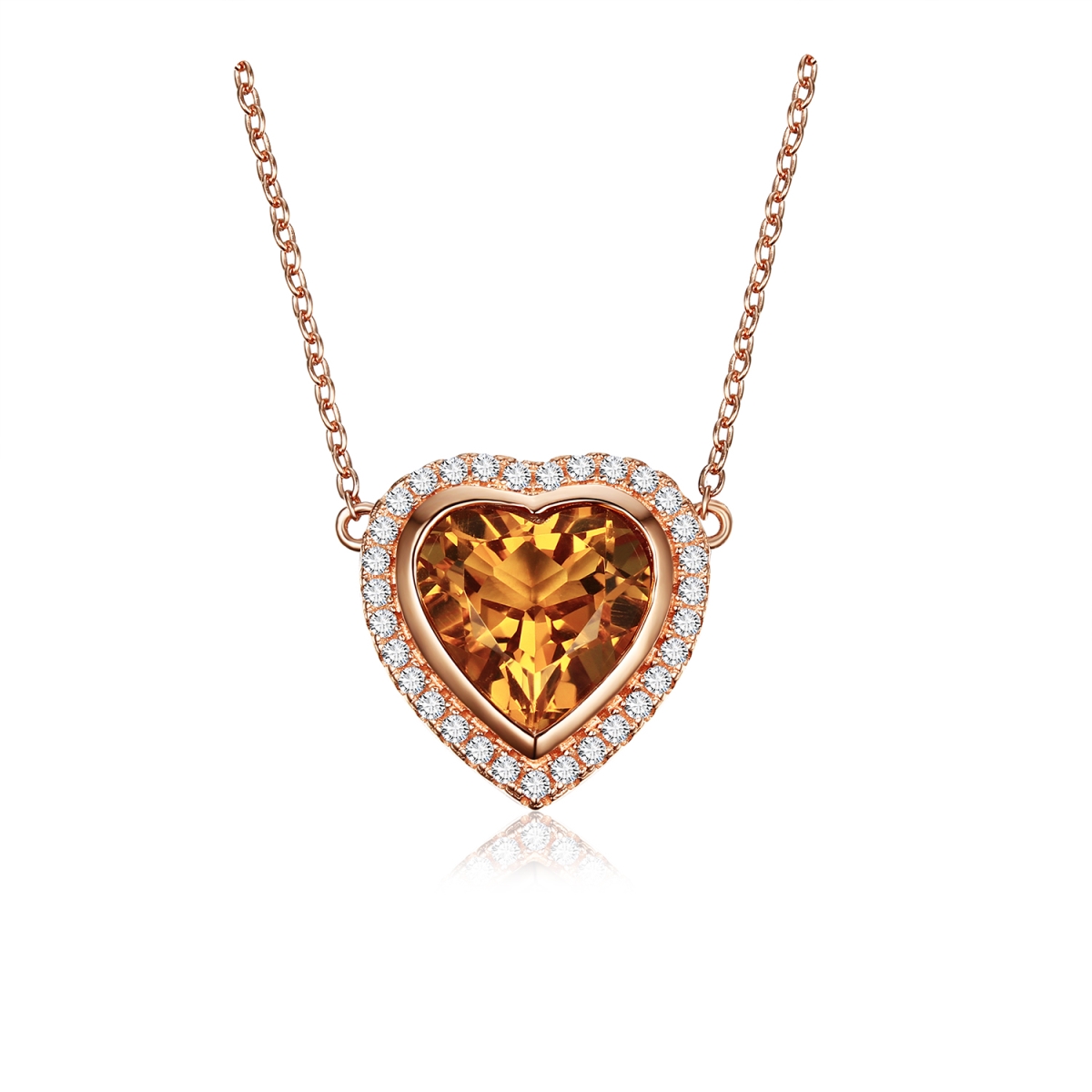 Picture of Majesty Diamonds MDS170287 3.1 CTW Heart Yellow citrine Heart Pendant Necklace in .925 Sterling Silver with 18K