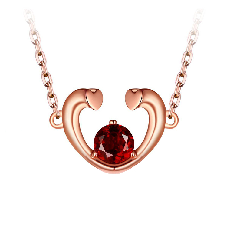 Picture of Majesty Diamonds MDS170304 0.5 CT Round Red Garnet Fancy Pendant Necklace in .925 Sterling Silver with 18K