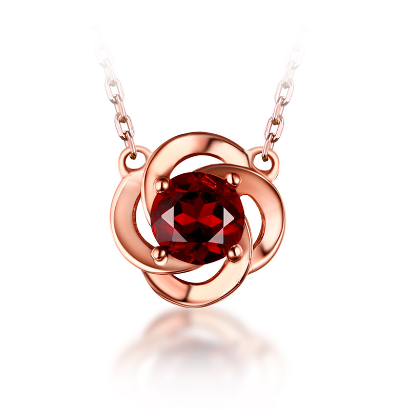 Picture of Majesty Diamonds MDS170305 0.5 CT Round Red Garnet Fancy Pendant Necklace in .925 Sterling Silver with 18K
