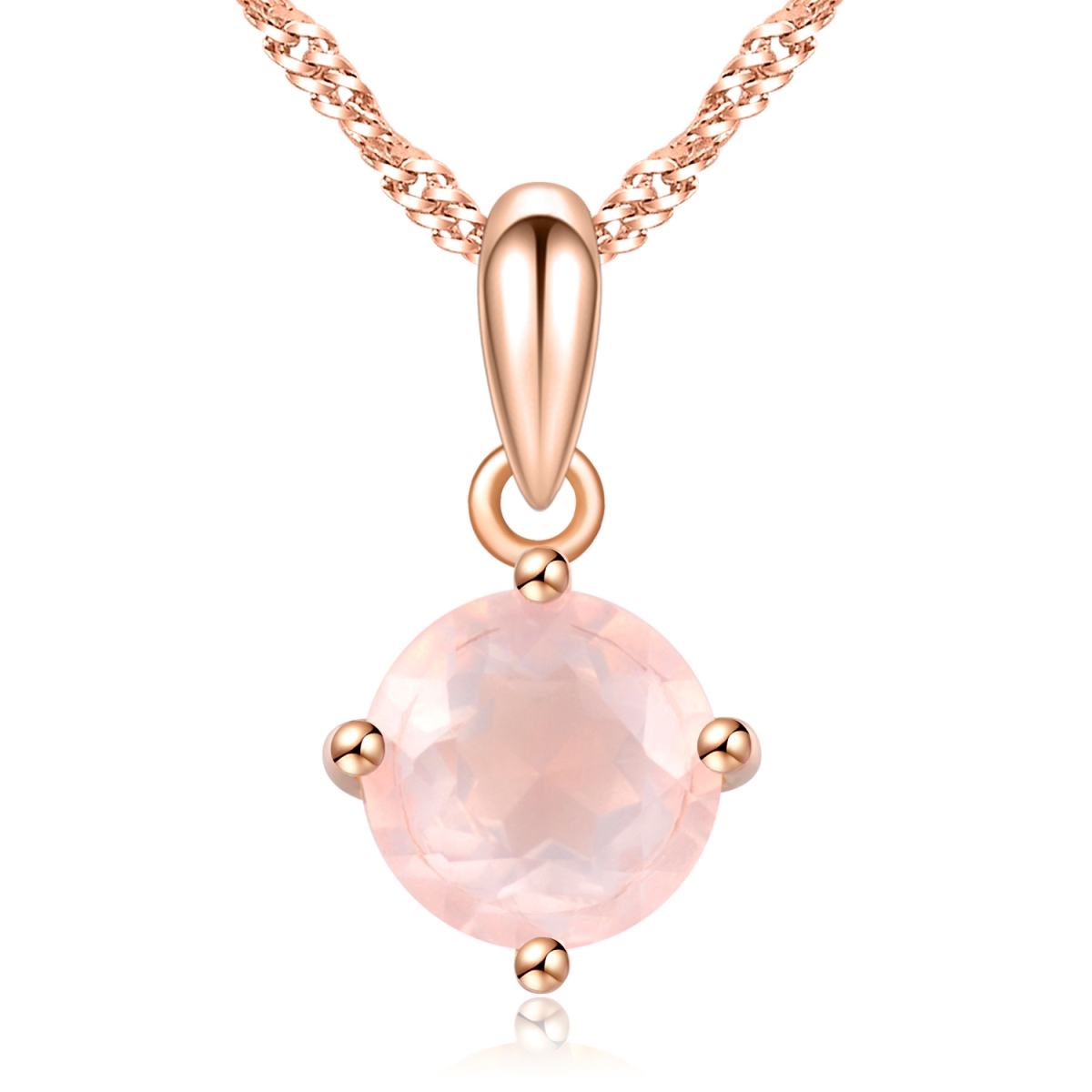 Picture of Majesty Diamonds MDS170319 0.9 CT Round PinK Rose Quartz Solitaire Pendant Necklace in .925 Sterling Silver with 18K