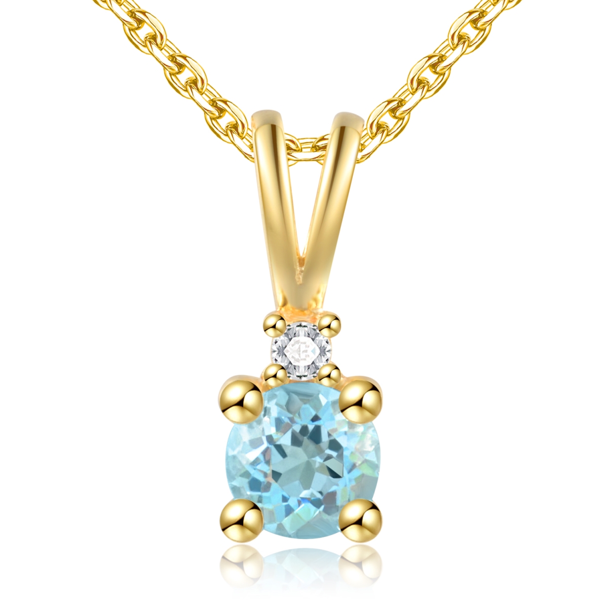 Picture of Majesty Diamonds MDS170321 0.5 CTW Round Blue Topaz Solitaire with Accents Pendant Necklace in .925 Sterling Silver with 18K