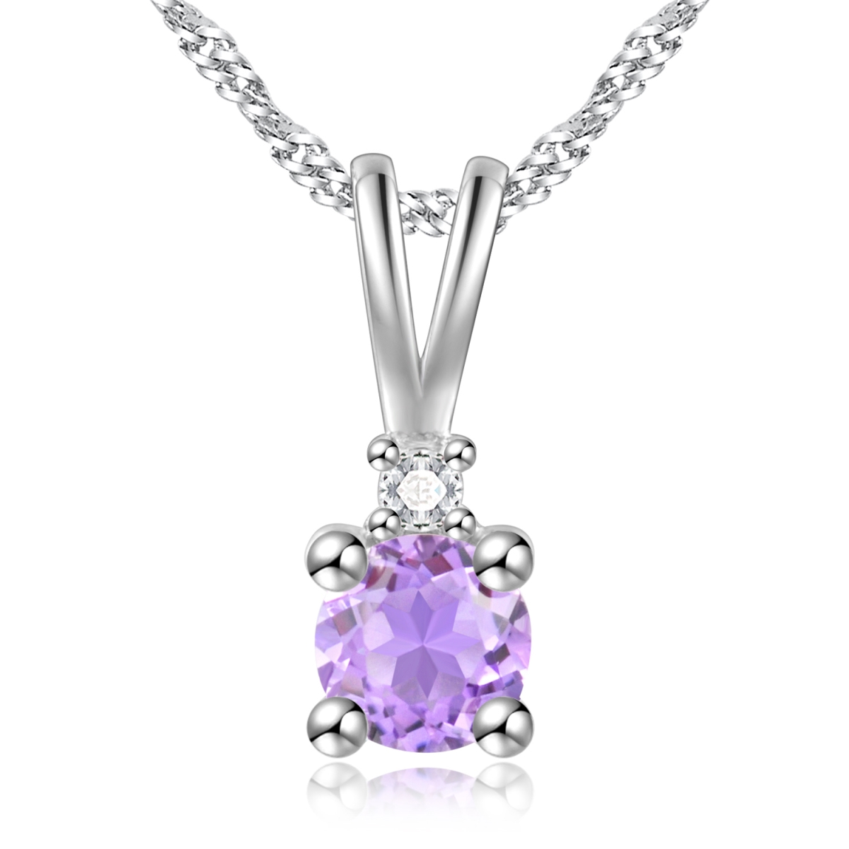 Picture of Majesty Diamonds MDS170322 0.5 CTW Round Purple Amethyst Solitaire with Accents Pendant Necklace in .925 Sterling Silver with 18K