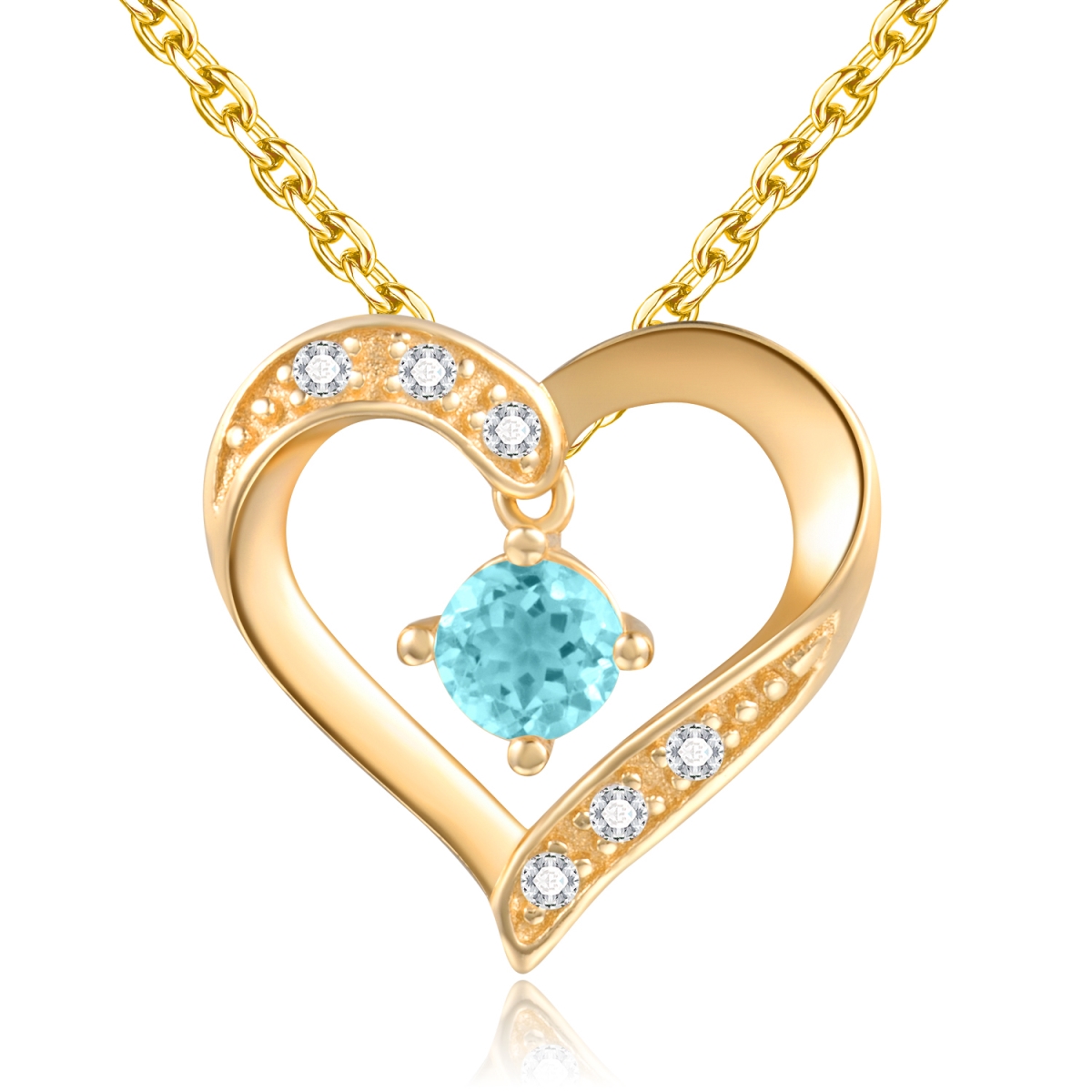 Picture of Majesty Diamonds MDS170323 0.25 CTW Round Blue Apetite Heart Pendant Necklace in .925 Sterling Silver with 18K