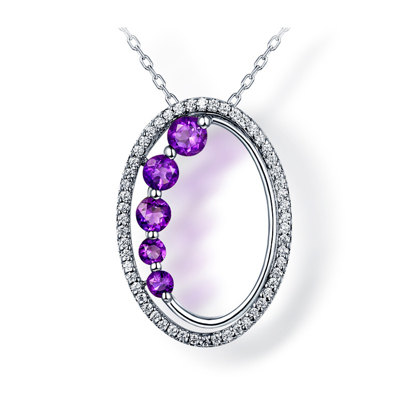 Picture of Majesty Diamonds MDS170327 0.5 CTW Round Purple Amethyst Fancy Pendant Necklace in .925 Sterling Silver with 18K
