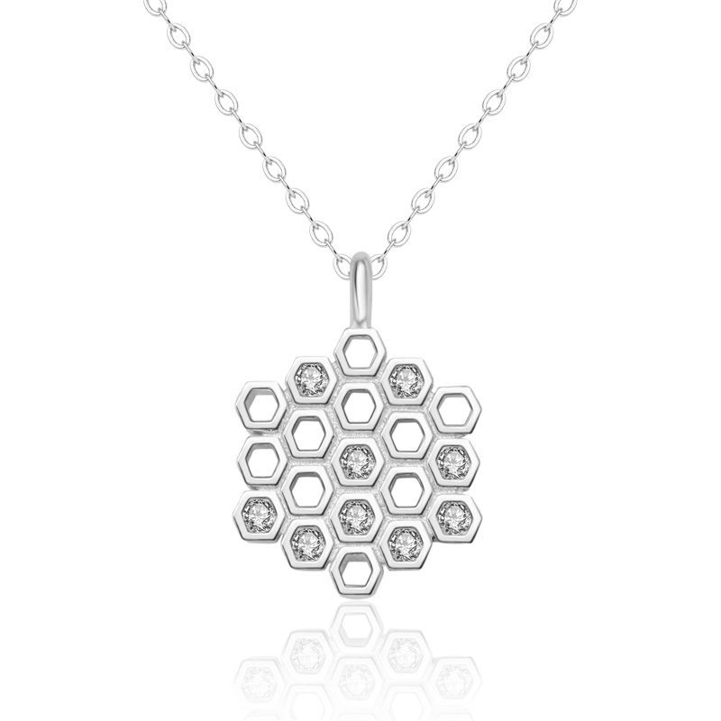Picture of Majesty Diamonds MDS170382 White Zircon Honeycomb Fancy Pendant Necklace in .925 Sterling Silver